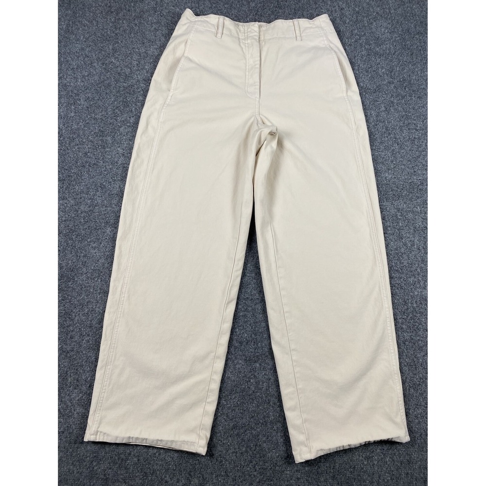 Wilfred Wide Leg High Rise Pants Cream 12 Flat Front Crop Cotton Lyocell 31X28*